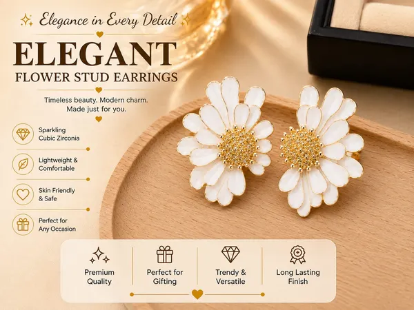 Elegant_White_Floral_Statement_Stud_Earrings_For_Women_And_Girls_Gold_Tone_Layered_Flower_Earrings_With_Intricate_Beaded_Center_And_Glossy_White_Enamel_Finish_Stylish_Jewellery_For_Party_Wedding_Festive_And_Everyday_Wear