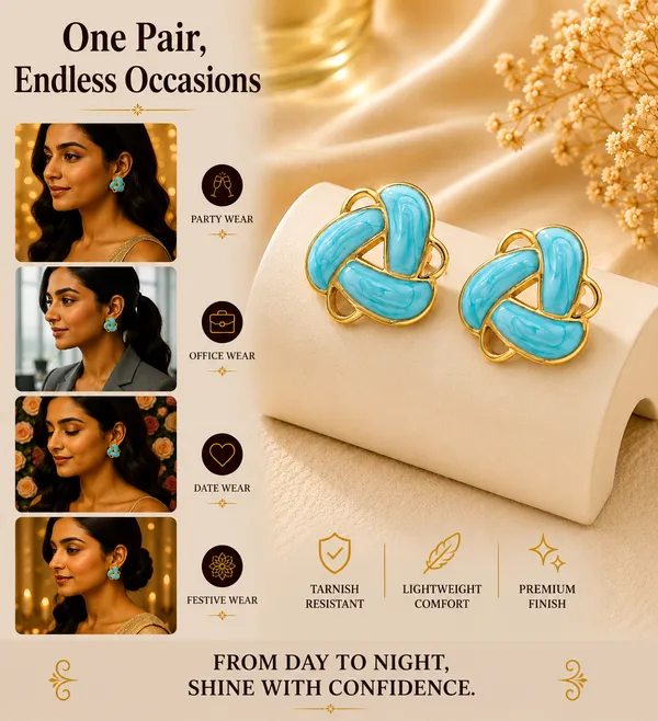 Elegant_Sky_Blue_Enamel_Geometric_Stud_Earrings_For_Women_Gold_Tone_Floral_Inspired_Statement_Earrings_Trendy_Fashion_Jewellery_For_Party_Office_Festive_And_Everyday_Wear