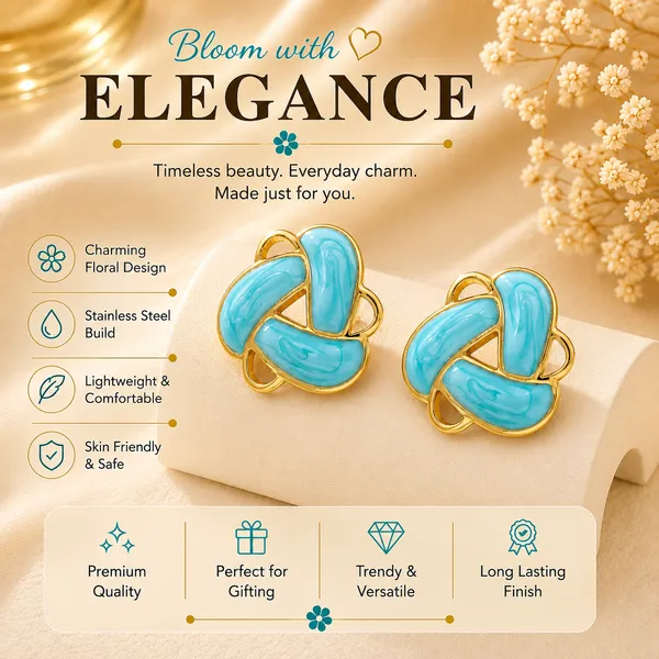 Elegant_Sky_Blue_Enamel_Geometric_Stud_Earrings_For_Women_Gold_Tone_Floral_Inspired_Statement_Earrings_Trendy_Fashion_Jewellery_For_Party_Office_Festive_And_Everyday_Wear