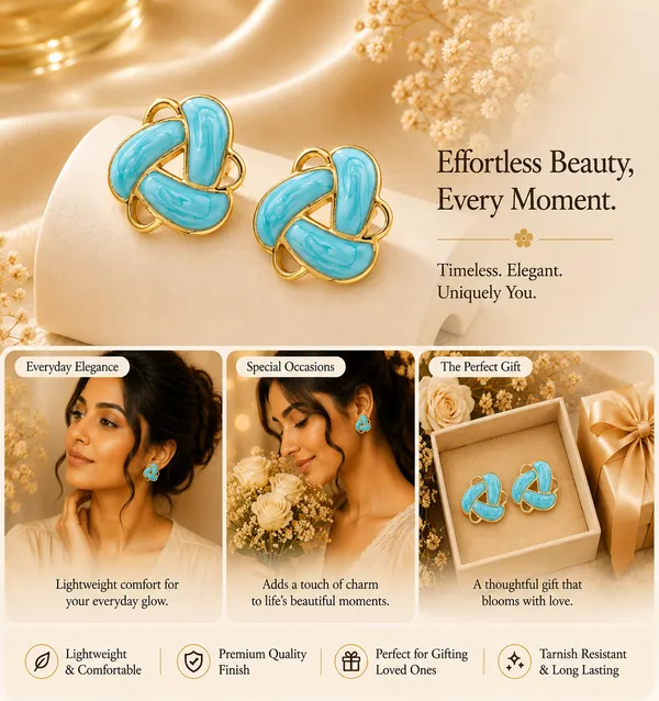 Elegant_Sky_Blue_Enamel_Geometric_Stud_Earrings_For_Women_Gold_Tone_Floral_Inspired_Statement_Earrings_Trendy_Fashion_Jewellery_For_Party_Office_Festive_And_Everyday_Wear