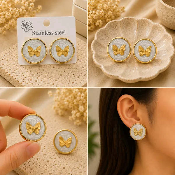 Elegant_White_Butterfly_Stud_Earrings_For_Women_Gold_Tone_Round_Floral_Inspired_Design_With_Textured_White_Finish_Stylish_Fashion_Jewellery_For_Party_Office_Festive_And_Everyday_Wear