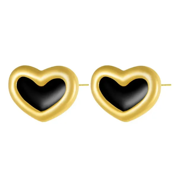 Elegant_Black_Heart_Stud_Earrings_For_Women_Gold_Tone_Heart_Shaped_Fashion_Earrings_Minimalist_Cute_Statement_Jewellery_For_Party_Office_Festive_And_Everyday_Wear