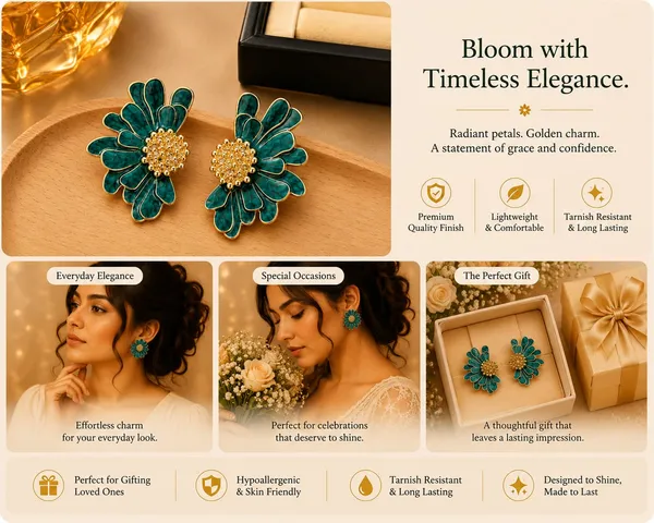 Elegant_Teal_Green_Floral_Statement_Stud_Earrings_For_Women_And_Girls_Gold_Tone_Layered_Flower_Earrings_With_Intricate_Beaded_Centre_And_Marble_Effect_Enamel_Finish_Stylish_Jewellery_For_Party_Wedding_Festive_And_Everyday_Wear