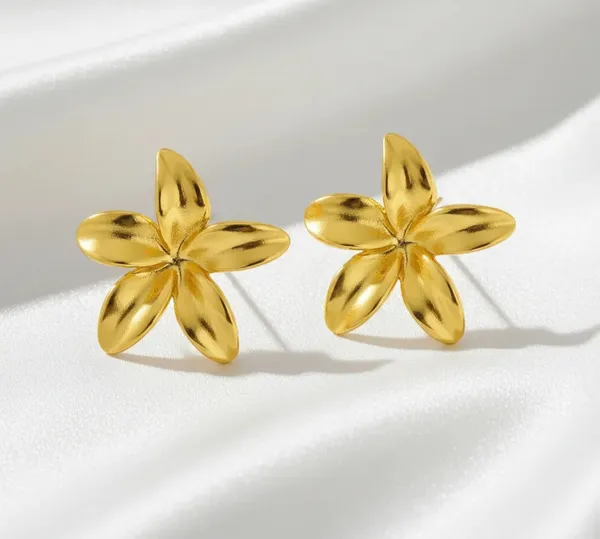 Elegant_Gold_Tone_Floral_Stud_Earrings_For_Women_Smooth_Five_Petal_Flower_Statement_Jewellery_For_Party_Wedding_Festive_Ethnic_And_Everyday_Wear