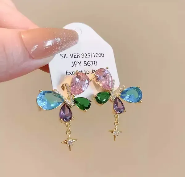 Multicolor_Butterfly_Crystal_Drop_Earrings_For_Women_Gold_Tone_Rhinestone_Statement_Jewellery_For_Party_Wedding_Festive_And_Stylish_Everyday_Wear