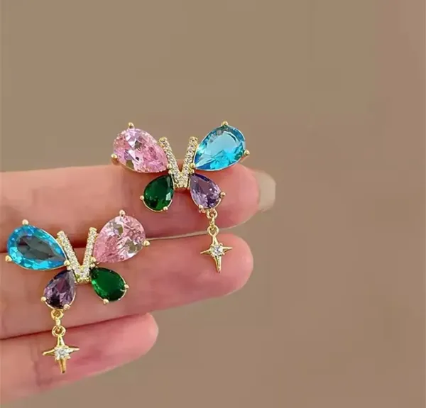 Multicolor_Butterfly_Crystal_Drop_Earrings_For_Women_Gold_Tone_Rhinestone_Statement_Jewellery_For_Party_Wedding_Festive_And_Stylish_Everyday_Wear