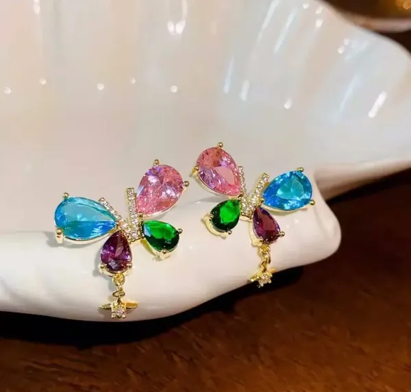 Multicolor_Butterfly_Crystal_Drop_Earrings_For_Women_Gold_Tone_Rhinestone_Statement_Jewellery_For_Party_Wedding_Festive_And_Stylish_Everyday_Wear