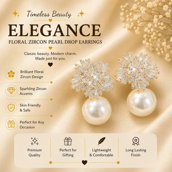 Elegant_Crystal_Pearl_Drop_Earrings_For_Women_Sparkling_Floral_Cluster_Design_With_Clear_Rhinestone_Details_And_Large_White_Pearl_Drops_Trendy_Statement_Fashion_Jewellery_For_Party_Wedding_Festive_And_Special_Occasion_Wear