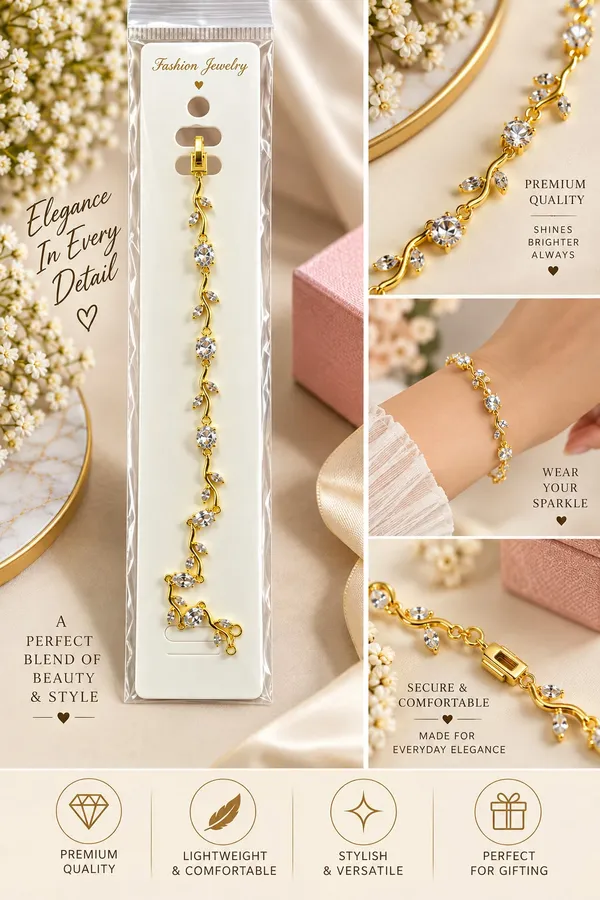 Elegant_Gold_Tone_Leaf_Vine_Bracelet_For_Women_With_Sparkling_Clear_Crystals_Delicate_Botanical_Design_And_Adjustable_Chain_Stylish_Fashion_Jewellery_For_Party_Wedding_And_Festive_Wear