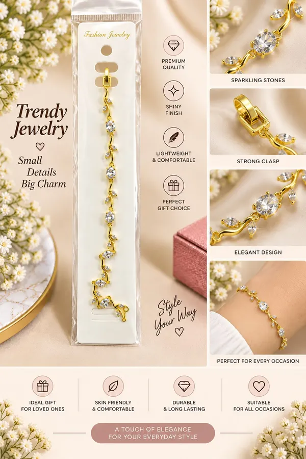 Elegant_Gold_Tone_Leaf_Vine_Bracelet_For_Women_With_Sparkling_Clear_Crystals_Delicate_Botanical_Design_And_Adjustable_Chain_Stylish_Fashion_Jewellery_For_Party_Wedding_And_Festive_Wear