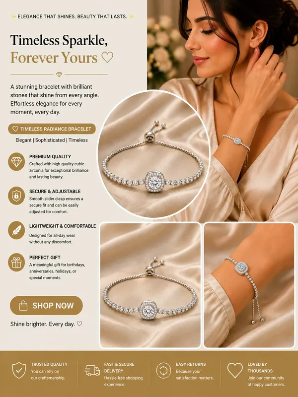 Elegant_Silver_Tone_Crystal_Tennis_Bracelet_For_Women_With_Round_Sparkling_Stones_And_Statement_Center_Charm_Adjustable_Slider_Chain_Fashion_Jewellery_For_Party_Wedding_Festive_And_Everyday_Wear