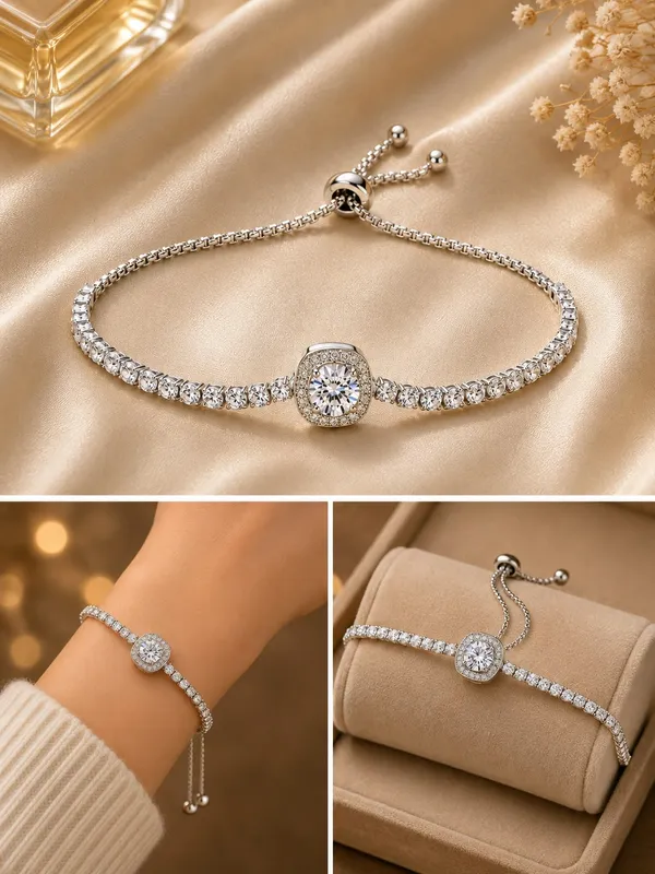 Elegant_Silver_Tone_Crystal_Tennis_Bracelet_For_Women_With_Round_Sparkling_Stones_And_Statement_Center_Charm_Adjustable_Slider_Chain_Fashion_Jewellery_For_Party_Wedding_Festive_And_Everyday_Wear