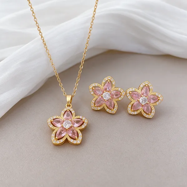 Gold_Alloy_Pendant_Necklace_Set_For_Women