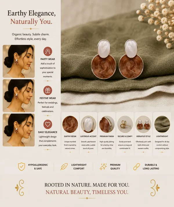 Elegant_Brown_Pearl_Drop_Earrings_For_Women_Gold_Tone_Round_Statement_Earrings_With_White_Oval_Pearl_Studs_And_Textured_Brown_Pendant_Trendy_Fashion_Jewellery_For_Party_And_Festive_Wear