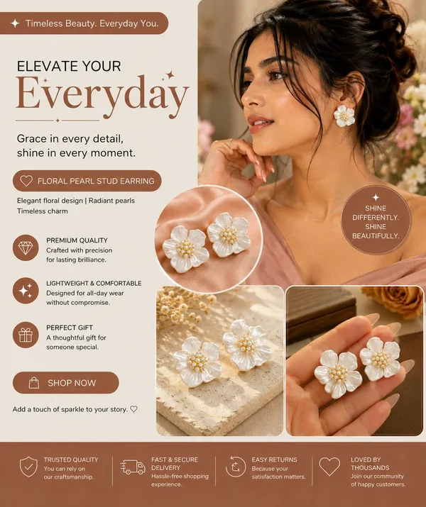 Elegant_White_Floral_Stud_Earrings_For_Women_Beautiful_Flower_Shaped_Design_With_Pearl_And_Sparkling_Rhinestone_Center_Stylish_Statement_Fashion_Jewellery_For_Party_Wedding_Festive_And_Special_Occasions