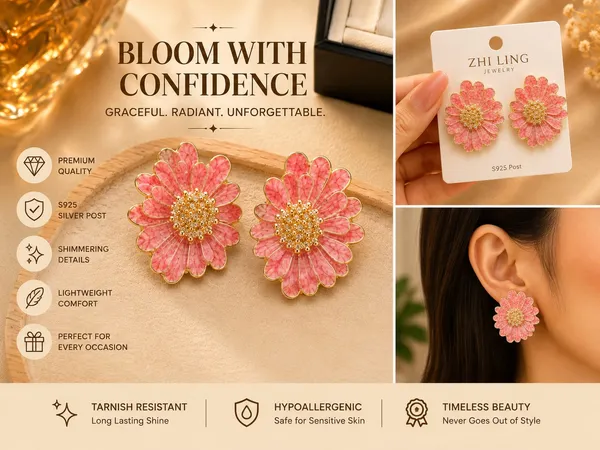 Elegant_Pink_Floral_Stud_Earrings_For_Women_And_Girls_Gold_Tone_Flower_Earrings_With_Intricate_Petal_Design_And_Sparkling_Beaded_Center_Stylish_Statement_Jewellery_For_Party_Wedding_Festive_And_Everyday_Wear
