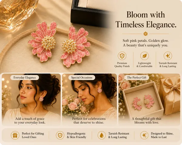 Elegant_Pink_Floral_Stud_Earrings_For_Women_And_Girls_Gold_Tone_Flower_Earrings_With_Intricate_Petal_Design_And_Sparkling_Beaded_Center_Stylish_Statement_Jewellery_For_Party_Wedding_Festive_And_Everyday_Wear