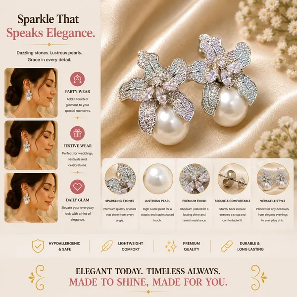 Elegant_Silver_Tone_Butterfly_Pearl_Drop_Earrings_For_Women_Sparkling_Rhinestone_Floral_Butterfly_Design_With_Large_Faux_Pearl_Stylish_Statement_Jewellery_For_Party_Wedding_Festive_And_Special_Occasions