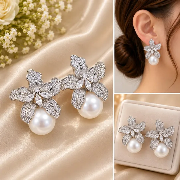 Elegant_Silver_Tone_Butterfly_Pearl_Drop_Earrings_For_Women_Sparkling_Rhinestone_Floral_Butterfly_Design_With_Large_Faux_Pearl_Stylish_Statement_Jewellery_For_Party_Wedding_Festive_And_Special_Occasions