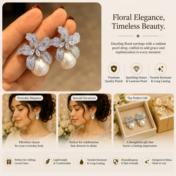 Elegant_Silver_Tone_Butterfly_Pearl_Drop_Earrings_For_Women_Sparkling_Rhinestone_Floral_Butterfly_Design_With_Large_Faux_Pearl_Stylish_Statement_Jewellery_For_Party_Wedding_Festive_And_Special_Occasions
