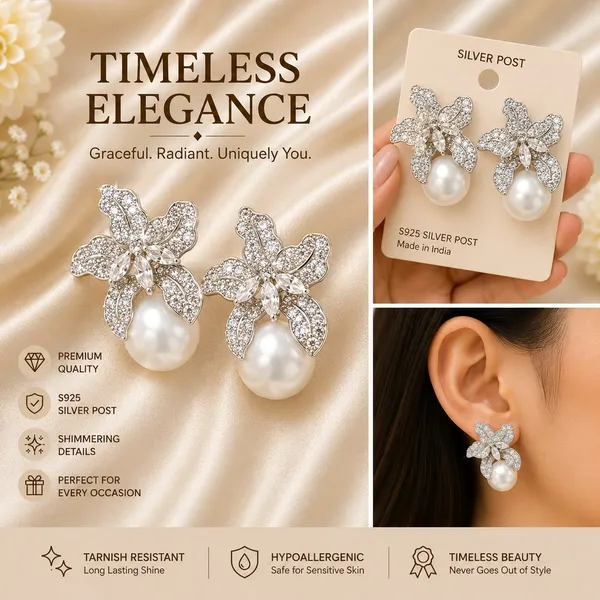 Elegant_Silver_Tone_Butterfly_Pearl_Drop_Earrings_For_Women_Sparkling_Rhinestone_Floral_Butterfly_Design_With_Large_Faux_Pearl_Stylish_Statement_Jewellery_For_Party_Wedding_Festive_And_Special_Occasions