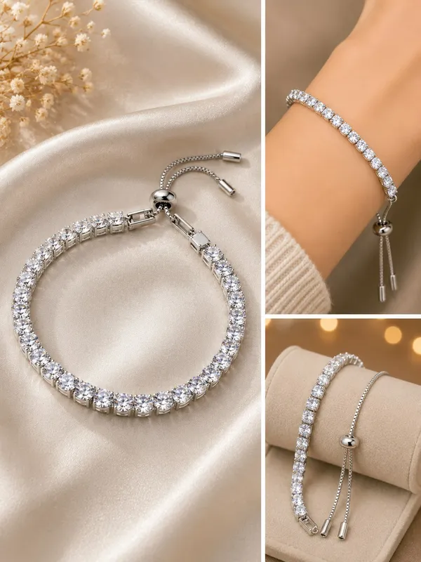Elegant_Silver_Tone_Tennis_Bracelet_For_Women_With_Sparkling_Round_Crystal_Stones_Classic_Link_Design_And_Secure_Lobster_Clasp_Stylish_Fashion_Jewellery_For_Party_Wedding_Festive_And_Everyday_Wear