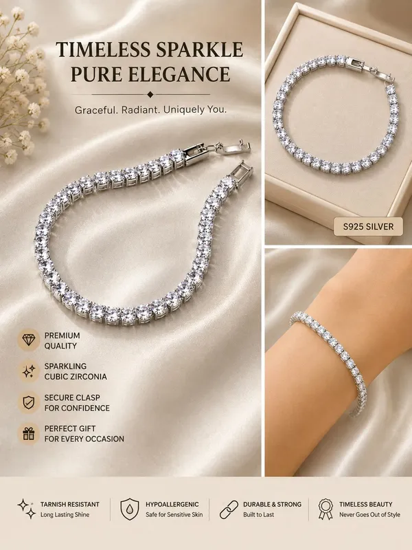 Elegant_Silver_Tone_Tennis_Bracelet_For_Women_With_Sparkling_Round_Crystal_Stones_Classic_Link_Design_And_Secure_Lobster_Clasp_Stylish_Fashion_Jewellery_For_Party_Wedding_Festive_And_Everyday_Wear