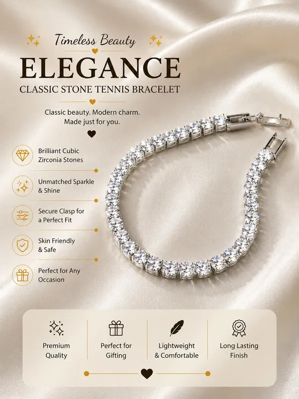 Elegant_Silver_Tone_Tennis_Bracelet_For_Women_With_Sparkling_Round_Crystal_Stones_Classic_Link_Design_And_Secure_Lobster_Clasp_Stylish_Fashion_Jewellery_For_Party_Wedding_Festive_And_Everyday_Wear