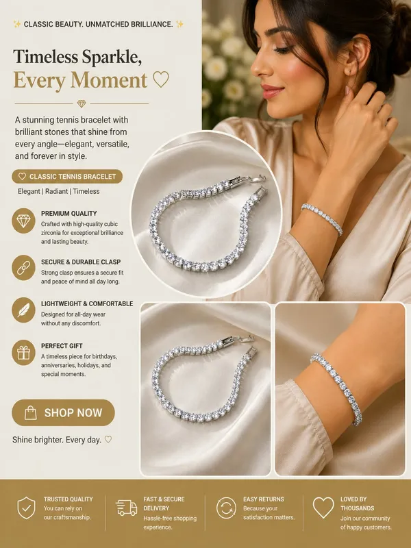 Elegant_Silver_Tone_Tennis_Bracelet_For_Women_With_Sparkling_Round_Crystal_Stones_Classic_Link_Design_And_Secure_Lobster_Clasp_Stylish_Fashion_Jewellery_For_Party_Wedding_Festive_And_Everyday_Wear