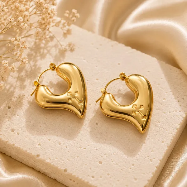 Gold_Tone_Heart_Hoop_Earrings_For_Women_Polished_Minimalist_Heart_Shape_Design_Trendy_Fashion_Jewellery_For_Party_Casual_Date_And_Everyday_Wear