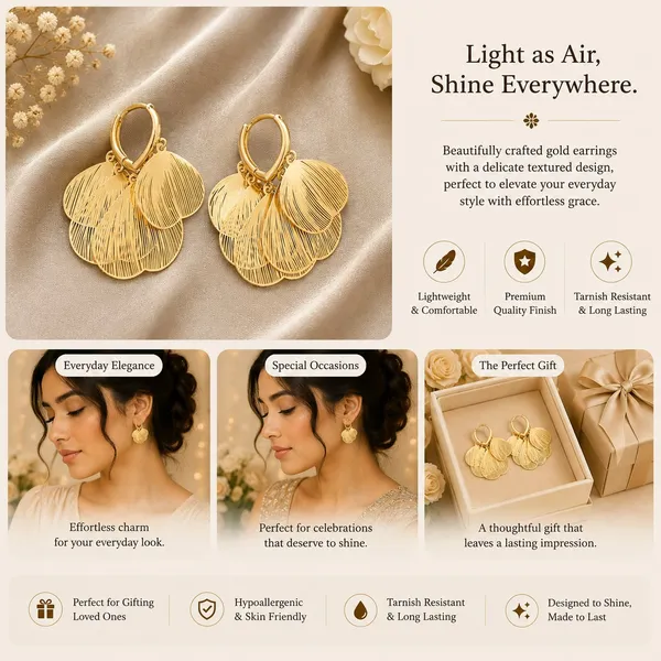 Elegant_Gold_Tone_Leaf_Drop_Earrings_For_Women_Layered_Textured_Leaf_Design_With_Fine_Line_Detailing_Stylish_Statement_Fashion_Jewellery_For_Party_Wedding_Festive_And_Special_Occasions