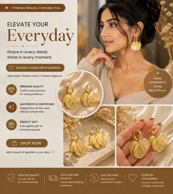 Elegant_Gold_Tone_Leaf_Drop_Earrings_For_Women_Layered_Textured_Leaf_Design_With_Fine_Line_Detailing_Stylish_Statement_Fashion_Jewellery_For_Party_Wedding_Festive_And_Special_Occasions