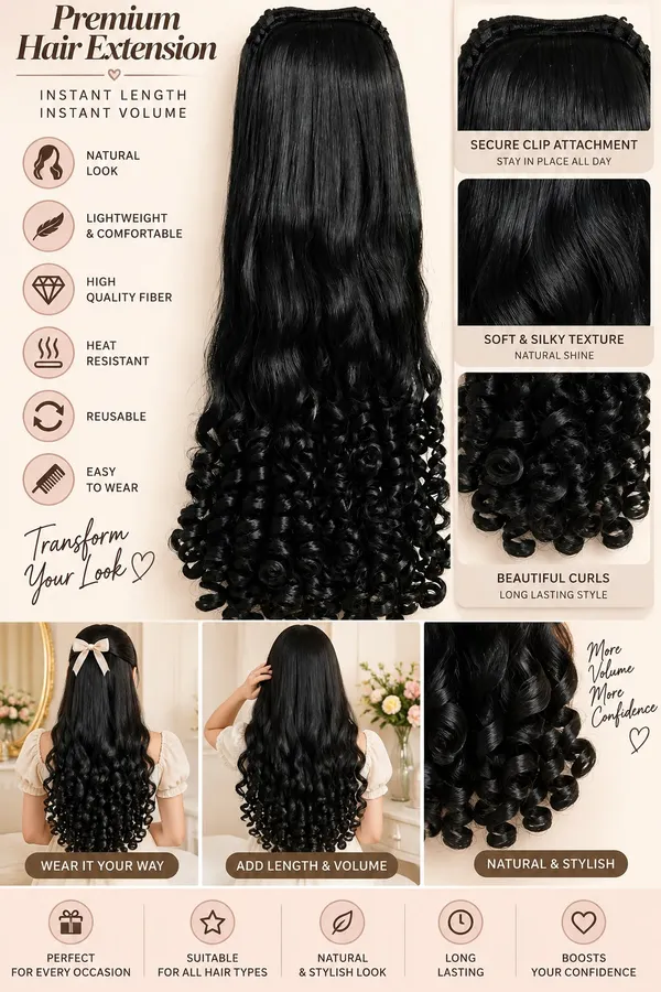 Long_Black_Wavy_Curly_Hair_Extension_For_Women_Clip_In_Hairpiece_With_Voluminous_Loose_Waves_And_Defined_Curls_Natural_Looking_Stylish_Hair_Extension_For_Party_Wedding_And_Daily_Use