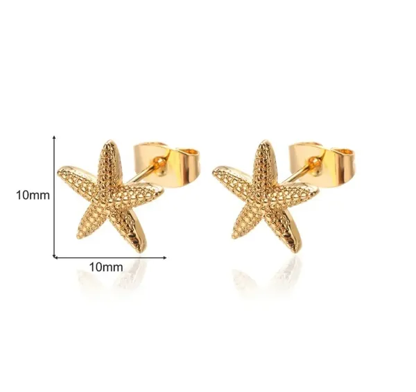 Gold_Tone_Starfish_Stud_Earrings_For_Women_Textured_Sea_Star_Design_Trendy_Minimalist_Jewellery_For_Beach_Vacation_Party_Casual_And_Everyday_Wear