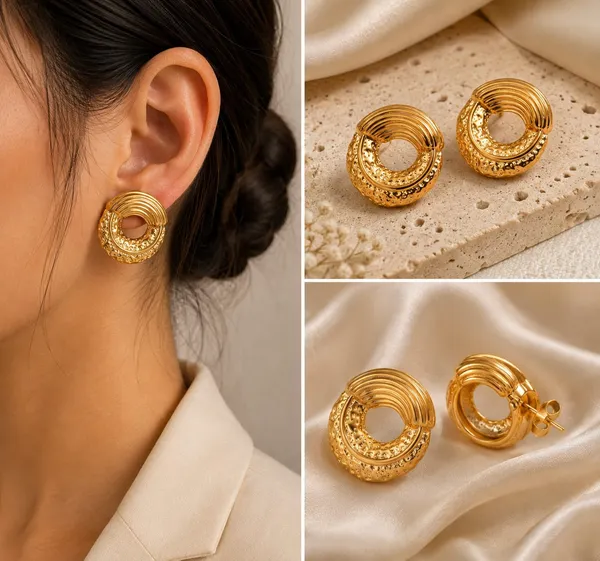 Elegant_Gold_Tone_Textured_Open_Circle_Stud_Earrings_For_Women_Ribbed_Geometric_Statement_Jewellery_For_Party_Wedding_Festive_And_Everyday_Wear