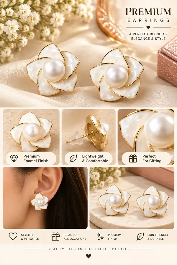 Elegant_White_Floral_Pearl_Stud_Earrings_For_Women_Mother_Of_Pearl_Effect_Flower_Design_Gold_Tone_Statement_Fashion_Jewellery