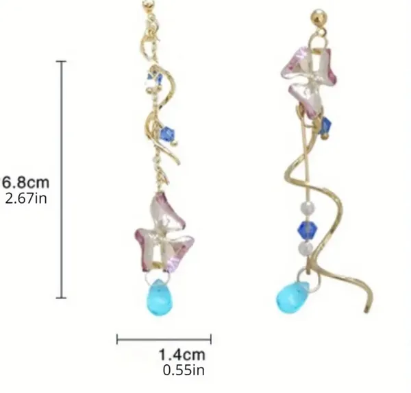 Elegant_Pink_Floral_Blue_Drop_Earrings_For_Women_Silver_Tone_Pearl_Beaded_Crystal_Statement_Jewellery_For_Party_Wedding_Festive_And_Stylish_Occasion_Wear