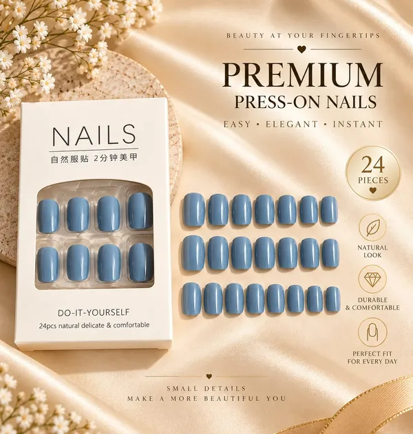 24_Pcs_Blue_Press_On_Nails_For_Women_Glossy_Solid_Blue_Artificial_Nail_Set_With_Multiple_Sizes_Reusable_Diy_False_Nails_For_Home_Manicure_Party_Wedding_And_Everyday_Wear