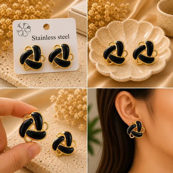 Elegant_Black_Enamel_Geometric_Stud_Earrings_For_Women_Gold_Tone_Contemporary_Statement_Earrings_Stylish_Fashion_Jewellery_For_Party_Office_Festive_And_Everyday_Wear