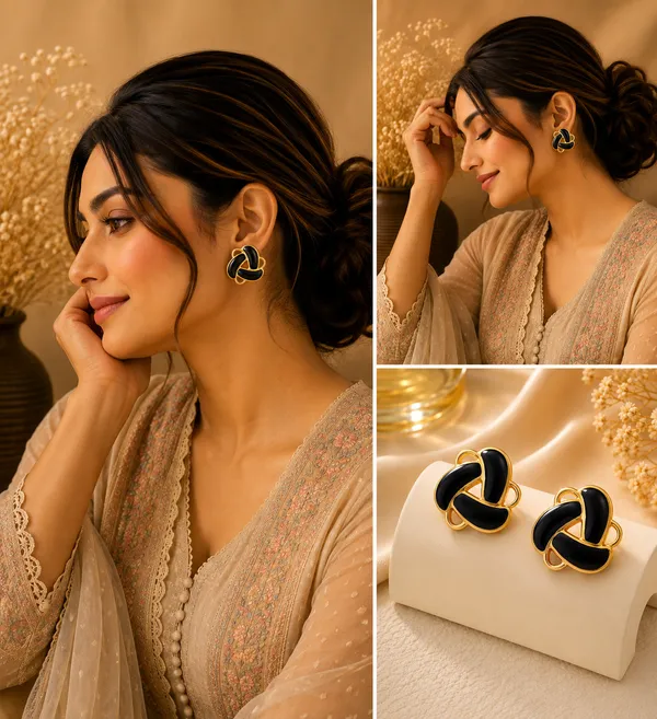 Elegant_Black_Enamel_Geometric_Stud_Earrings_For_Women_Gold_Tone_Contemporary_Statement_Earrings_Stylish_Fashion_Jewellery_For_Party_Office_Festive_And_Everyday_Wear