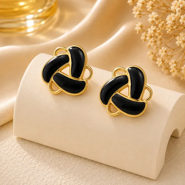 Elegant_Black_Enamel_Geometric_Stud_Earrings_For_Women_Gold_Tone_Contemporary_Statement_Earrings_Stylish_Fashion_Jewellery_For_Party_Office_Festive_And_Everyday_Wear