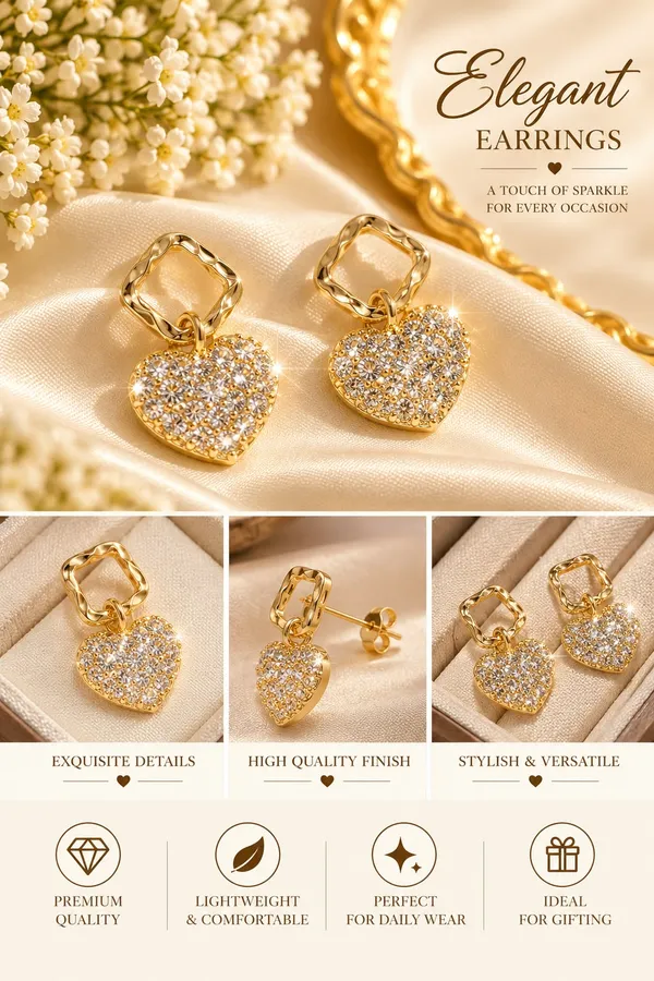 Elegant_Gold_Heart_Drop_Earrings_For_Women_Sparkling_Crystal_Heart_Design_Gold_Tone_Dangle_Fashion_Jewellery_For_Party_Festive_Wear