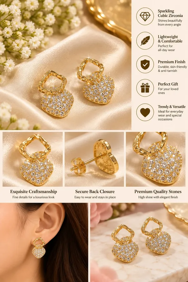 Elegant_Gold_Heart_Drop_Earrings_For_Women_Sparkling_Crystal_Heart_Design_Gold_Tone_Dangle_Fashion_Jewellery_For_Party_Festive_Wear