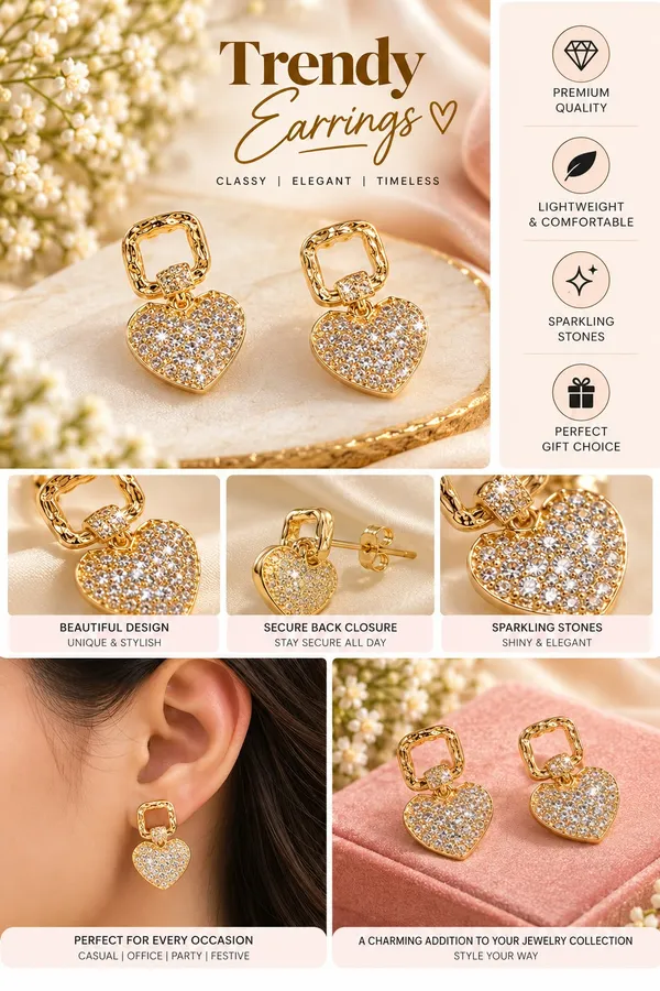 Elegant_Gold_Heart_Drop_Earrings_For_Women_Sparkling_Crystal_Heart_Design_Gold_Tone_Dangle_Fashion_Jewellery_For_Party_Festive_Wear