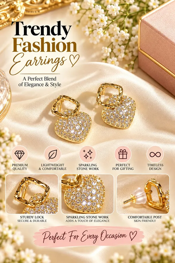 Elegant_Gold_Heart_Drop_Earrings_For_Women_Sparkling_Crystal_Heart_Design_Gold_Tone_Dangle_Fashion_Jewellery_For_Party_Festive_Wear