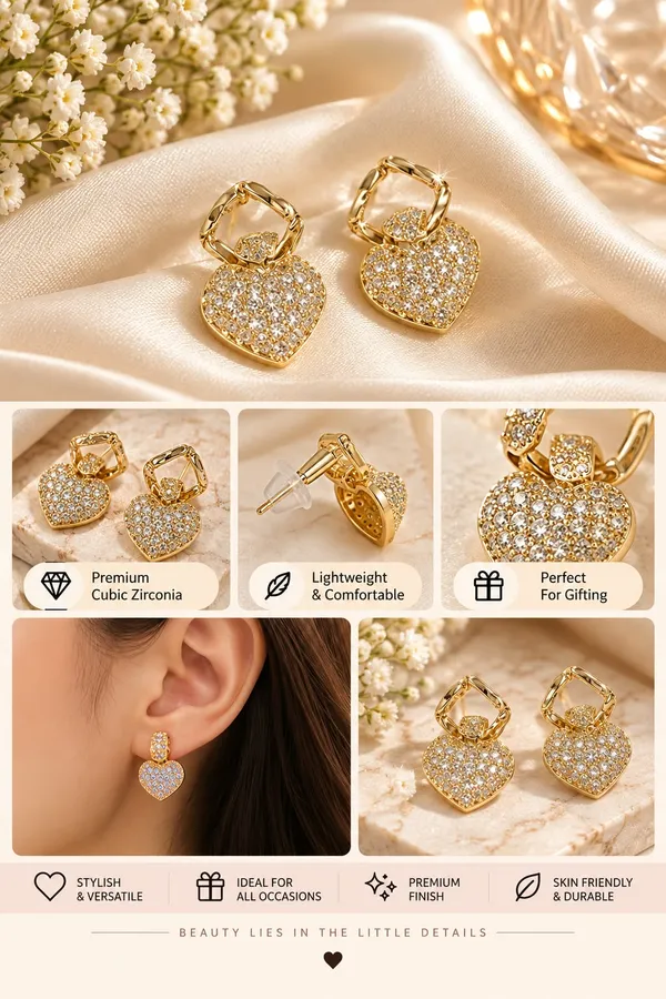 Elegant_Gold_Heart_Drop_Earrings_For_Women_Sparkling_Crystal_Heart_Design_Gold_Tone_Dangle_Fashion_Jewellery_For_Party_Festive_Wear