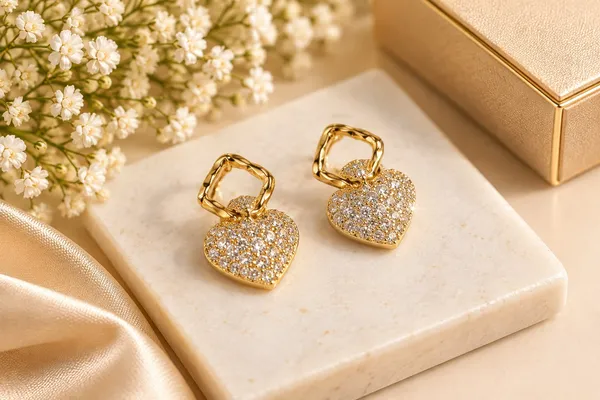 Elegant_Gold_Heart_Drop_Earrings_For_Women_Sparkling_Crystal_Heart_Design_Gold_Tone_Dangle_Fashion_Jewellery_For_Party_Festive_Wear