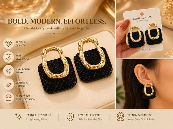 Gold_Earrings_Formal_Women_Oval_Shiny_Thick_Band_Solid_Gold_Party_Formal_Events_Jewelry