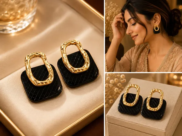 Gold_Earrings_Formal_Women_Oval_Shiny_Thick_Band_Solid_Gold_Party_Formal_Events_Jewelry