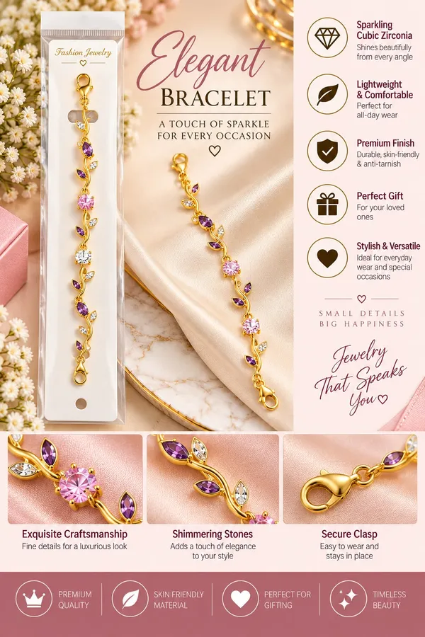 Elegant_Gold_Tone_Purple_And_Pink_Crystal_Leaf_Vine_Bracelet_For_Women_With_Sparkling_Gemstone_Accents_Floral_Inspired_Adjustable_Fashion_Jewellery_For_Party_Wedding_Festive_And_Everyday_Wear
